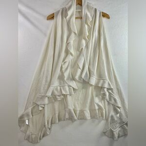 NWT Anthropologie Do Everything in Love O/S Adrianna Cream Ruffle Open Cardigan